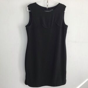 Lord & Taylor Sleeveless lined back zipper scallop detail Little Black Dress 14